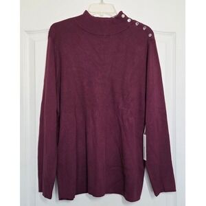 Chico's Mock Neck‎ Sweater Shoulder Button Long Sleeve Sweater Plus Size 4/XXL